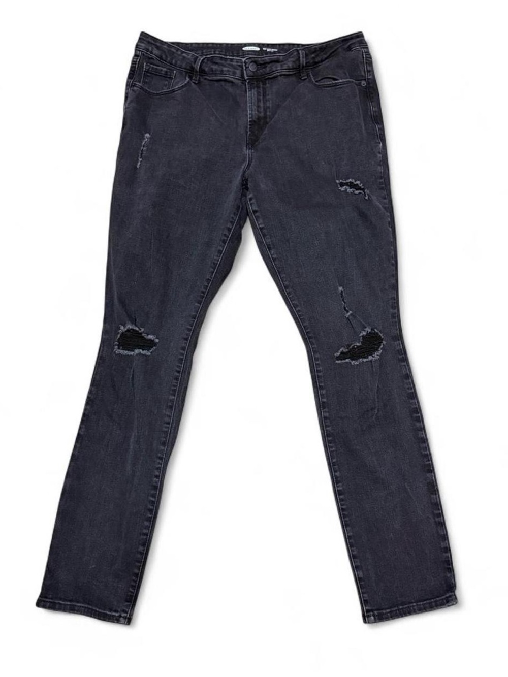 Old Navy Women's Black grey Skinny Jeans with Distressed Knee